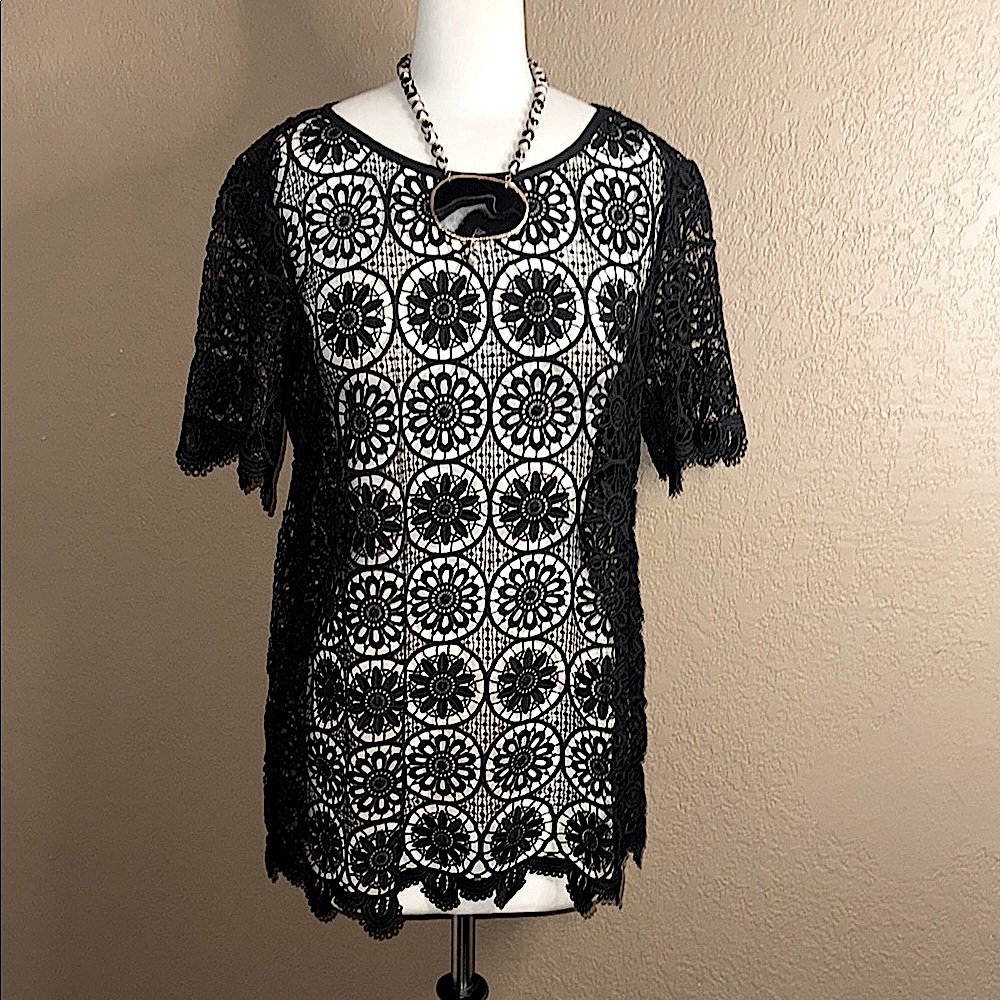 Banana Republic Crochet Short Sleeve Blouse